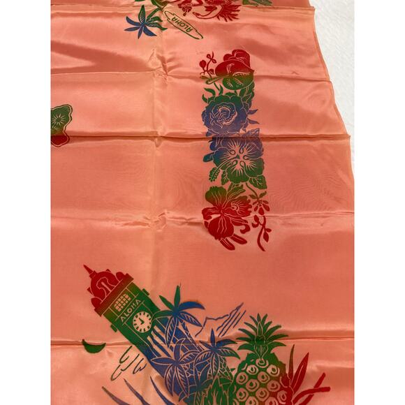 Vintage Hawaiian Islands Map Satin Tablecloth 39x40 + 4 Napkins Deadstock - Picture 13 of 16